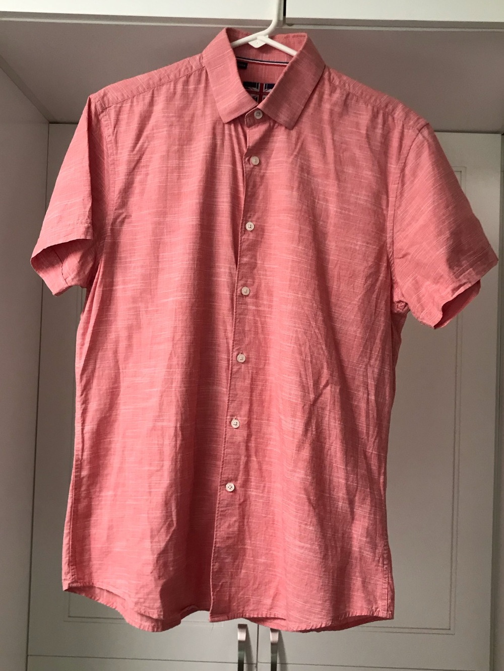 Men's Soul of London Short Sleeve Button-Up Shirt - 100% cotton watermelon L